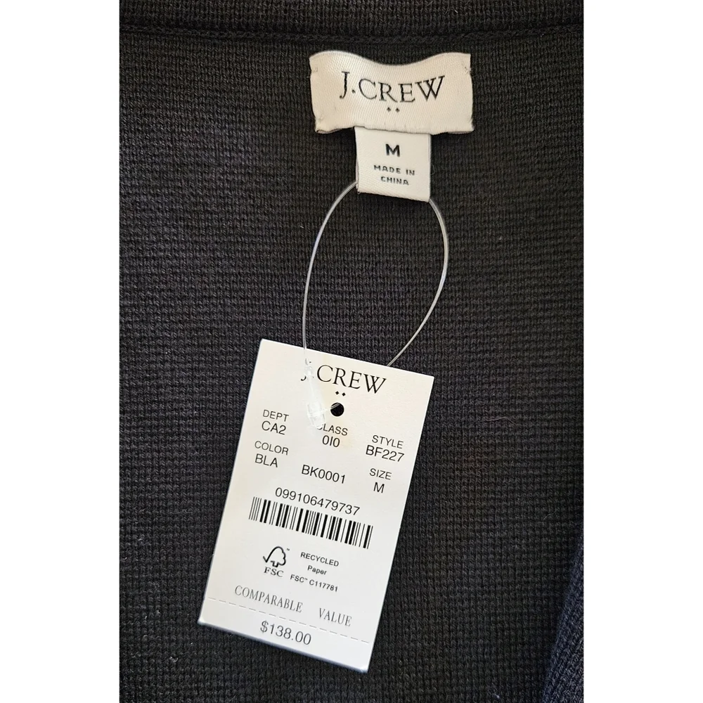 J. Crew Schoolboy Sweater Blazer Cardigan in Black | Size Medium NWT - Picture 4 of 4